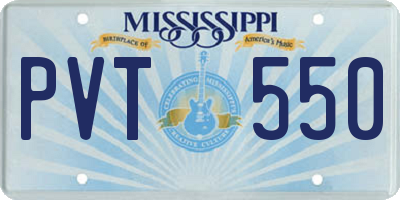 MS license plate PVT550