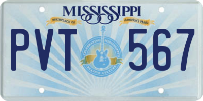 MS license plate PVT567
