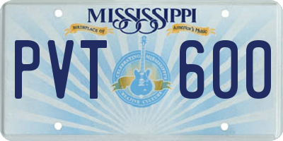 MS license plate PVT600
