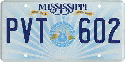 MS license plate PVT602
