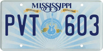 MS license plate PVT603