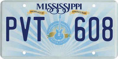 MS license plate PVT608