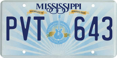 MS license plate PVT643