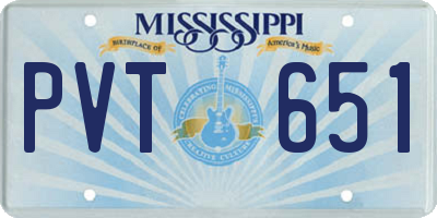 MS license plate PVT651