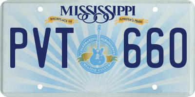 MS license plate PVT660