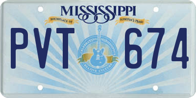 MS license plate PVT674