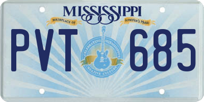 MS license plate PVT685
