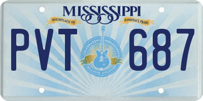 MS license plate PVT687