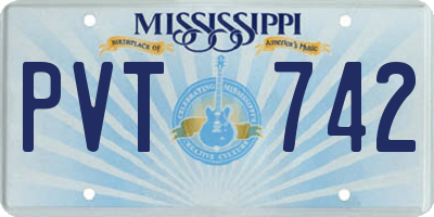 MS license plate PVT742