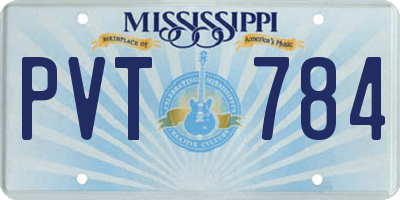 MS license plate PVT784