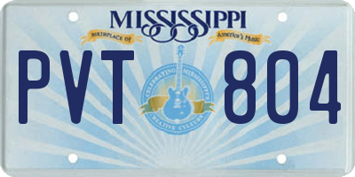 MS license plate PVT804