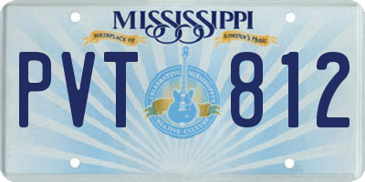 MS license plate PVT812