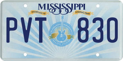MS license plate PVT830