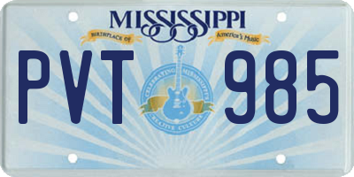 MS license plate PVT985