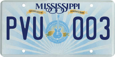 MS license plate PVU003