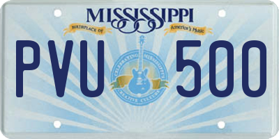 MS license plate PVU500