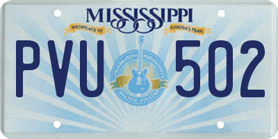 MS license plate PVU502