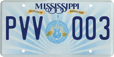 MS license plate PVV003