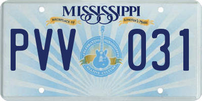MS license plate PVV031