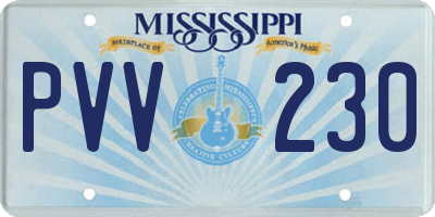 MS license plate PVV230