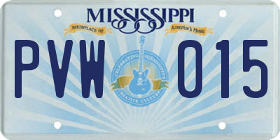 MS license plate PVW015