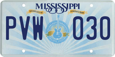 MS license plate PVW030