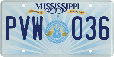 MS license plate PVW036