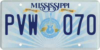 MS license plate PVW070