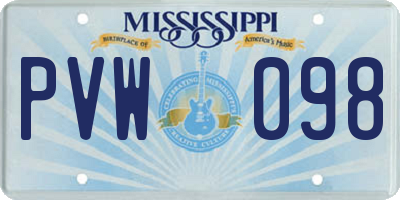 MS license plate PVW098