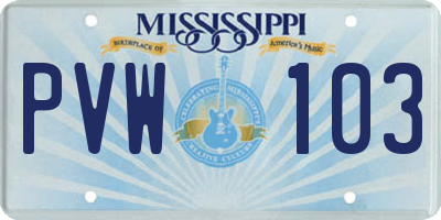MS license plate PVW103