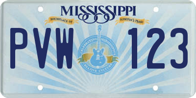 MS license plate PVW123