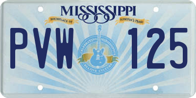 MS license plate PVW125