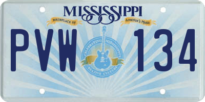 MS license plate PVW134