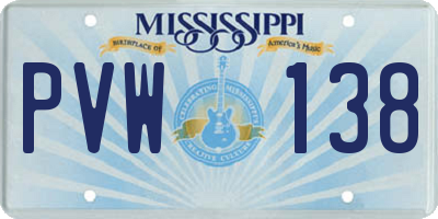 MS license plate PVW138