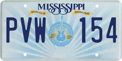 MS license plate PVW154