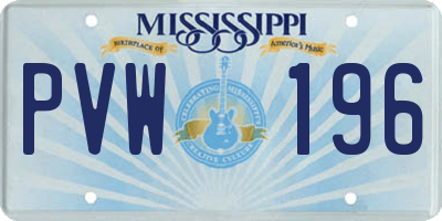 MS license plate PVW196