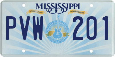 MS license plate PVW201