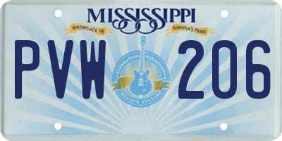 MS license plate PVW206
