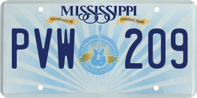 MS license plate PVW209
