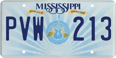 MS license plate PVW213