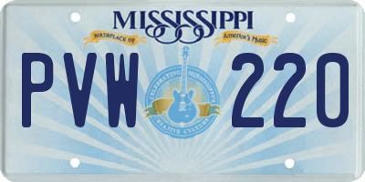 MS license plate PVW220