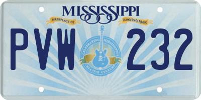 MS license plate PVW232