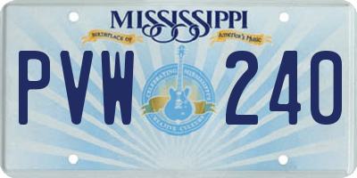 MS license plate PVW240