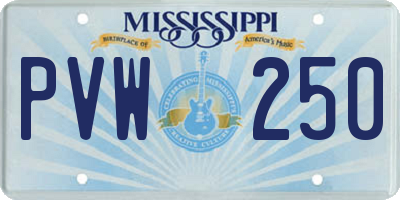 MS license plate PVW250