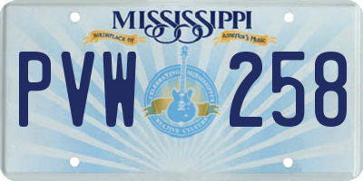 MS license plate PVW258