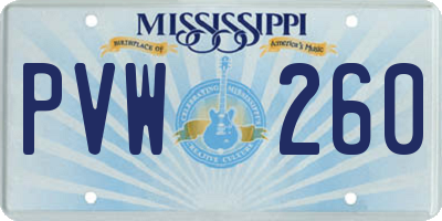 MS license plate PVW260