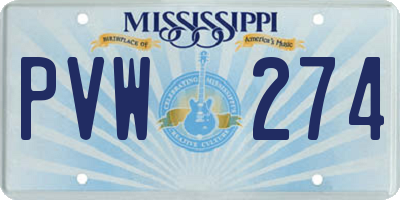 MS license plate PVW274