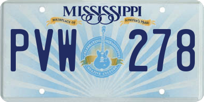 MS license plate PVW278