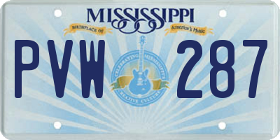 MS license plate PVW287