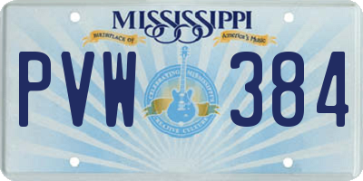 MS license plate PVW384